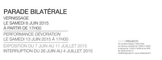 PARADE BILATERALE – Exposition personnelle – Galerie White Project, Paris PARADE BILATERALE – Exposition personnelle – Galerie White Project, Paris
